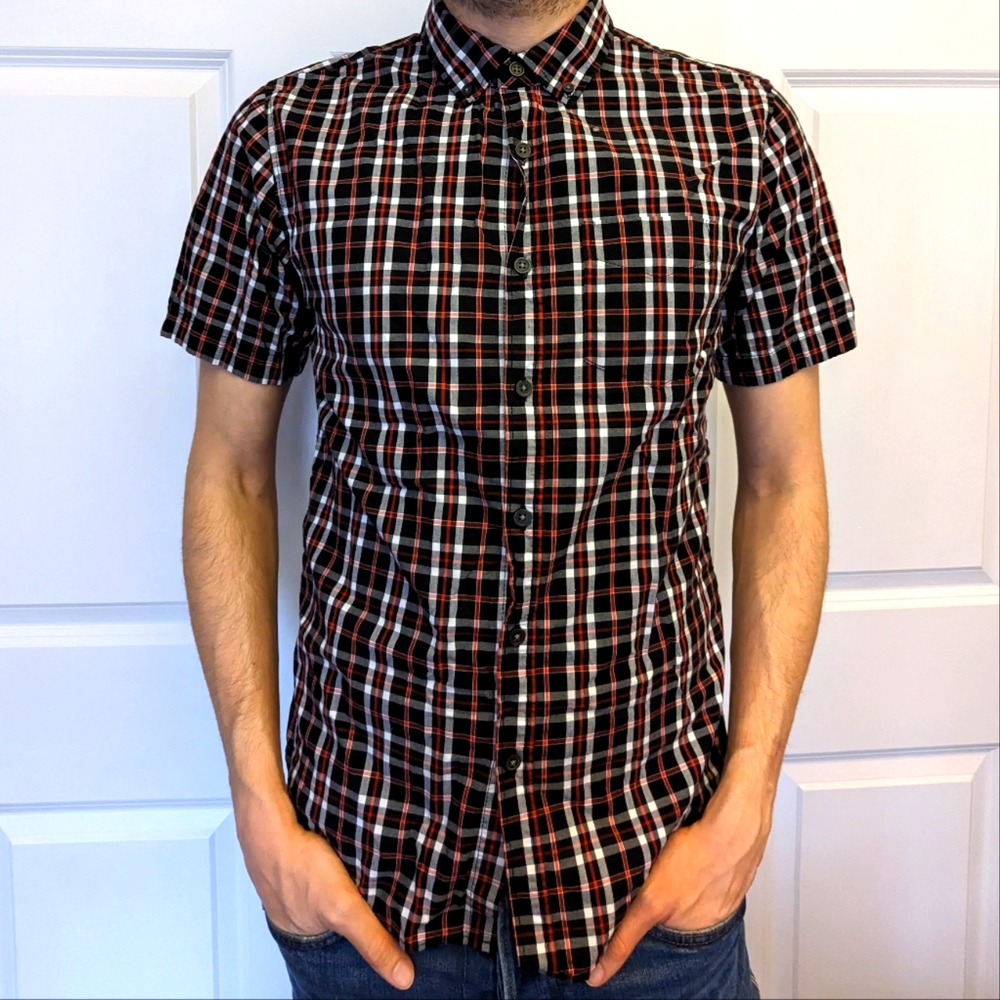 Plaid Short-Sleeve Button Down